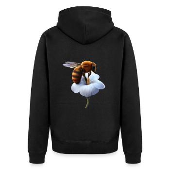 Biene auf Blume - Unisex Premium Bio Zip Hoodie - Schwarz - Hinten - Nico (187cm)