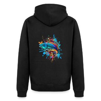 Poisson coloré - Veste à capuche bio Premium Unisexe - noir - Dos - Nico (187cm)