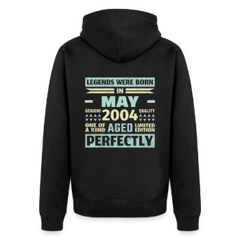 19th Birthday May Vintage 2004 Vintage - Unisex Premium Organic Zip Hoodie - black - Back - Nico (187cm)