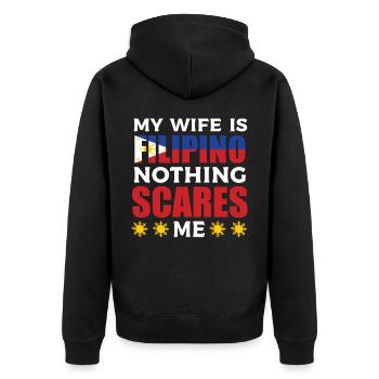 Ma femme est originaire des Philippines - Veste à capuche bio Premium Unisexe - noir - Dos - Nico (187cm)