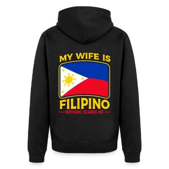 Ma femme est originaire des Philippines - Veste à capuche bio Premium Unisexe - noir - Dos - Nico (187cm)