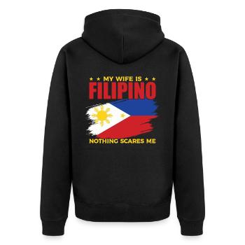 Ma femme est originaire des Philippines - Veste à capuche bio Premium Unisexe - noir - Dos - Nico (187cm)