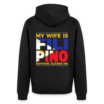 Ma femme est originaire des Philippines - Veste à capuche bio Premium Unisexe - noir - Dos - Nico (187cm)