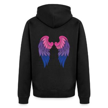 Angel Wings Bisexual Gay Angel Wings - Unisex Premium Organic Zip Hoodie - black - Back - Nico (187cm)