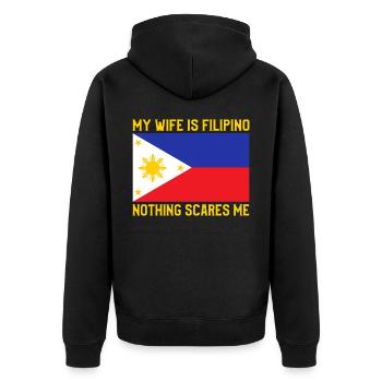 Ma femme est originaire des Philippines - Veste à capuche bio Premium Unisexe - noir - Dos - Nico (187cm)
