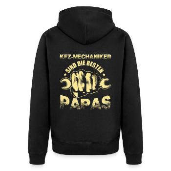 KFZ Mechaniker Sind Die Besten Papas - Unisex Premium Bio Zip Hoodie - Schwarz - Hinten - Nico (187cm)