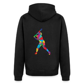 Low Poly Pitcher Schläger Polygon Baseball - Unisex Premium Bio Zip Hoodie - Schwarz - Hinten - Nico (187cm)