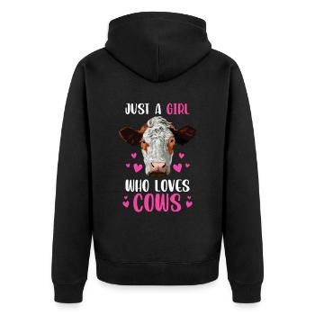 Juste une fille qui aime les vaches - Veste à capuche bio Premium Unisexe - noir - Dos - Nico (187cm)