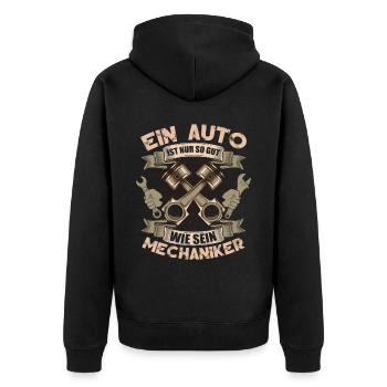 Ein Auto Ist Nur So Gut Wie Sein Mechaniker - Unisex Premium Bio Zip Hoodie - Schwarz - Hinten - Nico (187cm)
