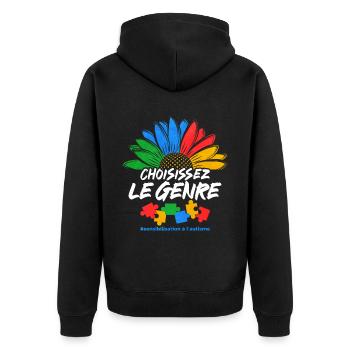 Cadeau autisme autisme - Veste à capuche bio Premium Unisexe - noir - Dos - Nico (187cm)