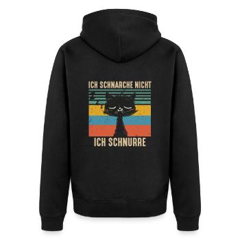 Ich Schnarche Nicht Ich Schnurre - Unisex Premium Bio Zip Hoodie - Schwarz - Hinten - Nico (187cm)
