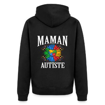 Cadeau autisme autisme - Veste à capuche bio Premium Unisexe - noir - Dos - Nico (187cm)