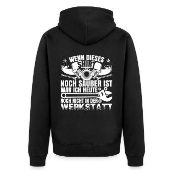 Werkstatt KFZ Mechaniker Automechaniker - Unisex Premium Bio Zip Hoodie - Schwarz - Hinten - Nico (187cm)