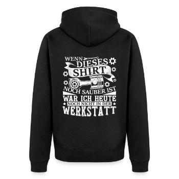 Werkstatt Garage KFZ Mechaniker Bastler - Unisex Premium Bio Zip Hoodie - Schwarz - Hinten - Nico (187cm)
