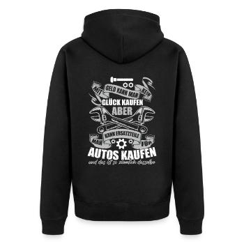 Auto Tuning Garage KFZ Mechatroniker - Unisex Premium Bio Zip Hoodie - Schwarz - Hinten - Nico (187cm)