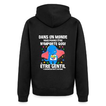 Autismus Autism Geschenk - Unisex Premium Bio Zip Hoodie - Schwarz - Hinten - Nico (187cm)