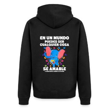 Autismus Autism Geschenk - Unisex Premium Bio Zip Hoodie - Schwarz - Hinten - Nico (187cm)