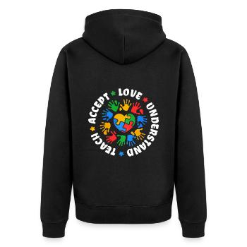 Cadeau autisme autisme - Veste à capuche bio Premium Unisexe - noir - Dos - Nico (187cm)