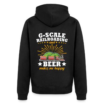 Gartenbahn Bier Garteneisenbahn Spur G - Unisex Premium Bio Zip Hoodie - Schwarz - Hinten - Nico (187cm)