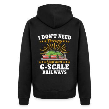 Gartenbahn Therapie Garteneisenbahn Spur G - Unisex Premium Bio Zip Hoodie - Schwarz - Hinten - Nico (187cm)