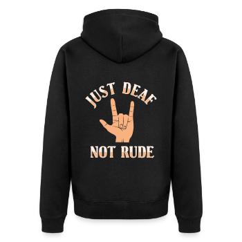 ASL Just Deaf Pas Rude Sign Language - Veste à capuche bio Premium Unisexe - noir - Dos - Nico (187cm)