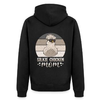 Silkie Chicken Mom Poulet chinois en soie - Veste à capuche bio Premium Unisexe - noir - Dos - Nico (187cm)