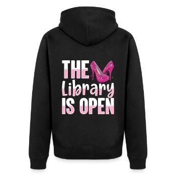 Fièrement La bibliothèque est ouverte Drag Queen - Veste à capuche bio Premium Unisexe - noir - Dos - Nico (187cm)