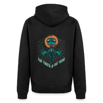 Christ Christianity Cool Alien Jesus - Unisex Premium Organic Zip Hoodie - black - Back - Nico (187cm)