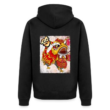 Jahr Des Hahns Mondneujahrsfest Chinesisches - Unisex Premium Bio Zip Hoodie - Schwarz - Hinten - Nico (187cm)