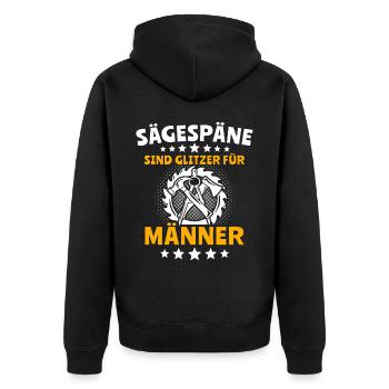 Zimmermann Zimmerer - Unisex Premium Bio Zip Hoodie - Schwarz - Hinten - Nico (187cm)