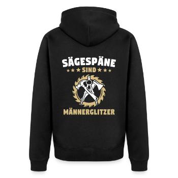 Zimmermann Zimmerer - Unisex Premium Bio Zip Hoodie - Schwarz - Hinten - Nico (187cm)