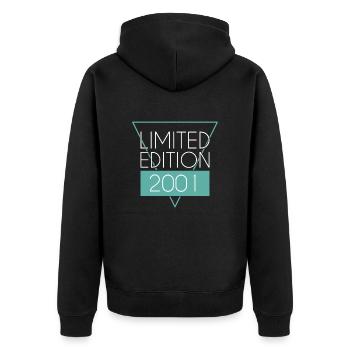 Limited Edition 2001 - Unisex Premium Bio Zip Hoodie - Schwarz - Hinten - Nico (187cm)