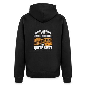 ADHD - Unisex Premium Organic Zip Hoodie - black - Back - Nico (187cm)