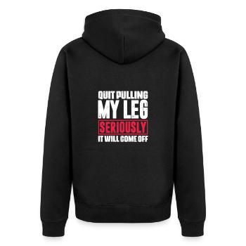 Amputation Amputation Prosthesis Gift - Unisex Premium Organic Zip Hoodie - black - Back - Nico (187cm)
