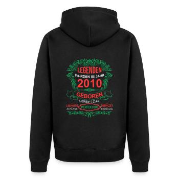 Legenden wurden im Jahr 2010 geboren - Unisex Premium Bio Zip Hoodie - Schwarz - Hinten - Nico (187cm)