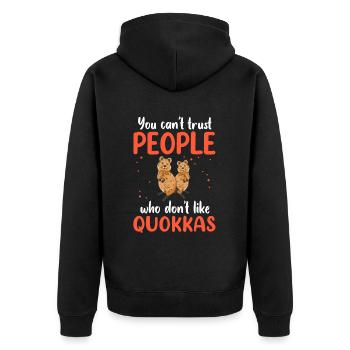 Quokka nicht vertrauen Australien Beuteltier - Unisex Premium Bio Zip Hoodie - Schwarz - Hinten - Nico (187cm)