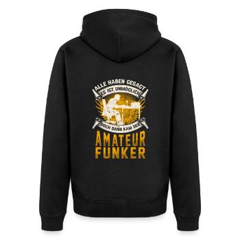 Amateurfunker unmöglich Hobbyfunker - Unisex Premium Bio Zip Hoodie - Schwarz - Hinten - Nico (187cm)