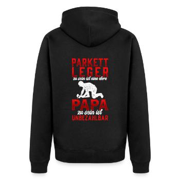 Parkettleger sein ist eine Ehre Fußbodenleger - Unisex Premium Bio Zip Hoodie - Schwarz - Hinten - Nico (187cm)