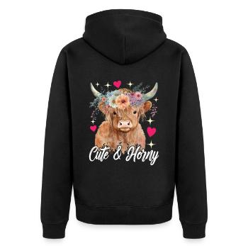 Vache des Highlands Hochlandkuh - Veste à capuche bio Premium Unisexe - noir - Dos - Nico (187cm)
