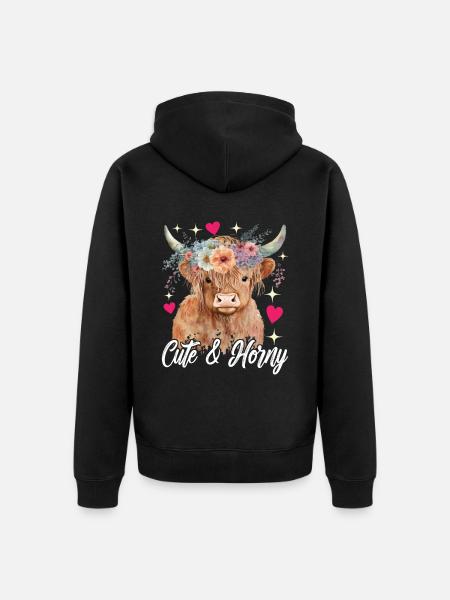 Highland Cow Hochlandkuh - Unisex Premium Organic Zip Hoodie - black