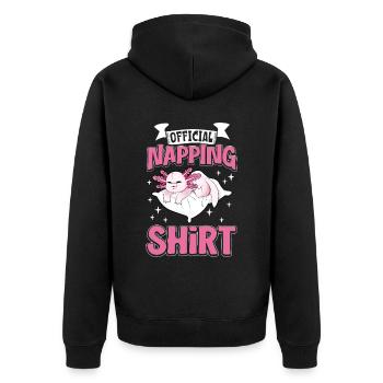 Official Sleep Shirt Axolotl - Unisex Premium Organic Zip Hoodie - black - Back - Nico (187cm)