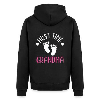 Das Erste Mal Oma Süß Großeltern Erstes Mal - Unisex Premium Bio Zip Hoodie - Schwarz - Hinten - Nico (187cm)