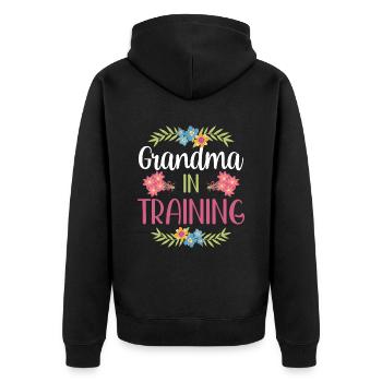 Oma In Ausbildung Erstes Mal Großeltern Süß - Unisex Premium Bio Zip Hoodie - Schwarz - Hinten - Nico (187cm)