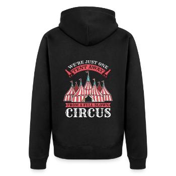 Circus Clown We're Just One Tent Away Comedy Clown - Unisex Premium Bio Zip Hoodie - Schwarz - Hinten - Nico (187cm)