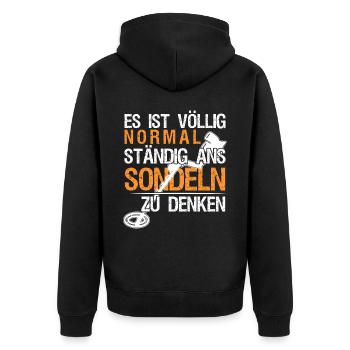 Sondeln Metalldetektor Witz Sondler - Unisex Premium Bio Zip Hoodie - Schwarz - Hinten - Nico (187cm)