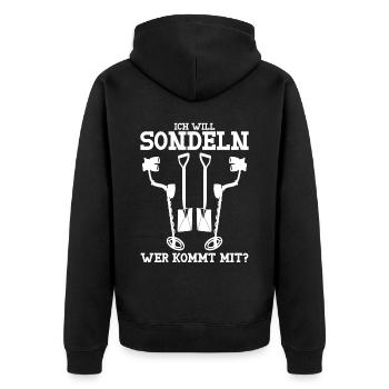 Sondeln Metalldetektor Sondengänger - Unisex Premium Bio Zip Hoodie - Schwarz - Hinten - Nico (187cm)