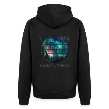 Limited Edition 1971 August Geburtstag Polarlicht - Unisex Premium Bio Zip Hoodie - Schwarz - Hinten - Nico (187cm)