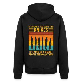 Lustiger Messersammler - Unisex Premium Bio Zip Hoodie - Schwarz - Hinten - Nico (187cm)
