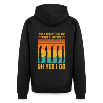 Lustiger Messersammler - Unisex Premium Bio Zip Hoodie - Schwarz - Hinten - Nico (187cm)
