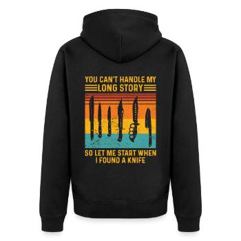 Messersammler - Unisex Premium Bio Zip Hoodie - Schwarz - Hinten - Nico (187cm)